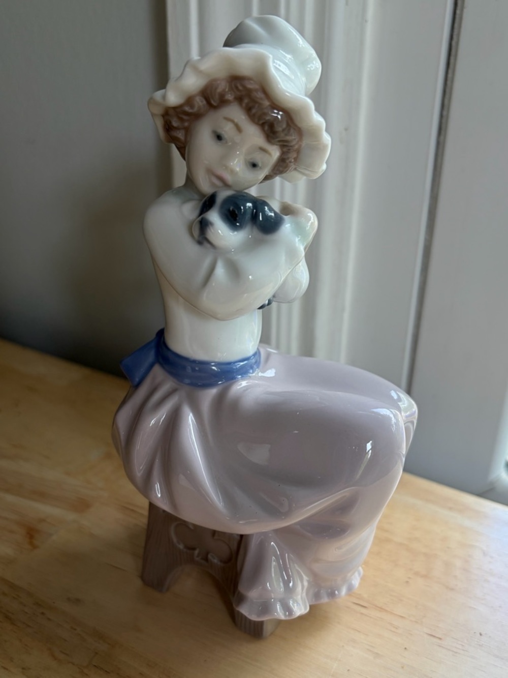 Nao Porcelain by Lladro “A BIG HUG”Girl Hugging a Puppy Dog c1980’s
